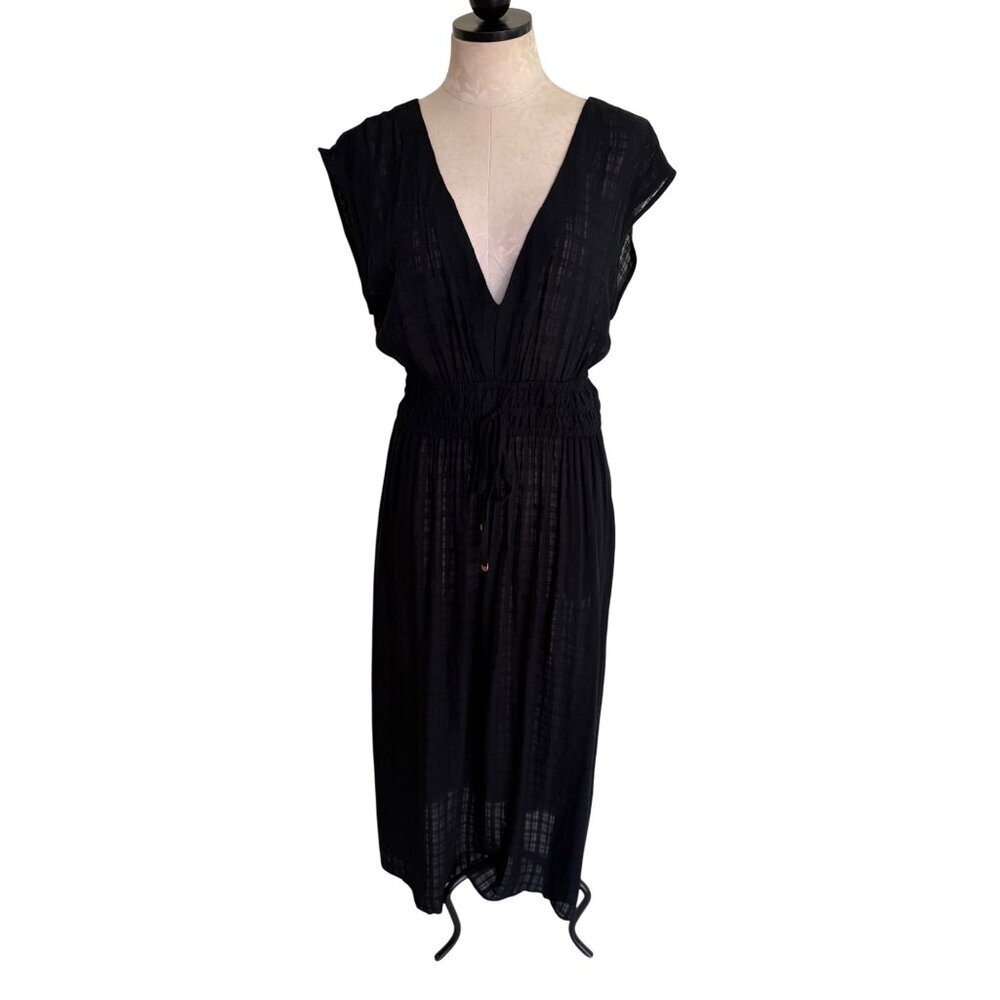 Turquoise Couture Womens Flouncy Mini Dress Size Medium Black Pullover Beach - Picture 9 of 10